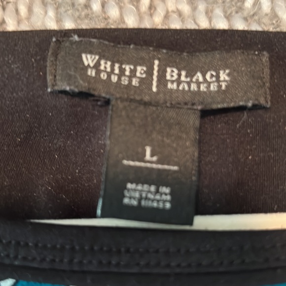 WHBM long sleeve top. Black, white, teal. - Picture 4 of 5